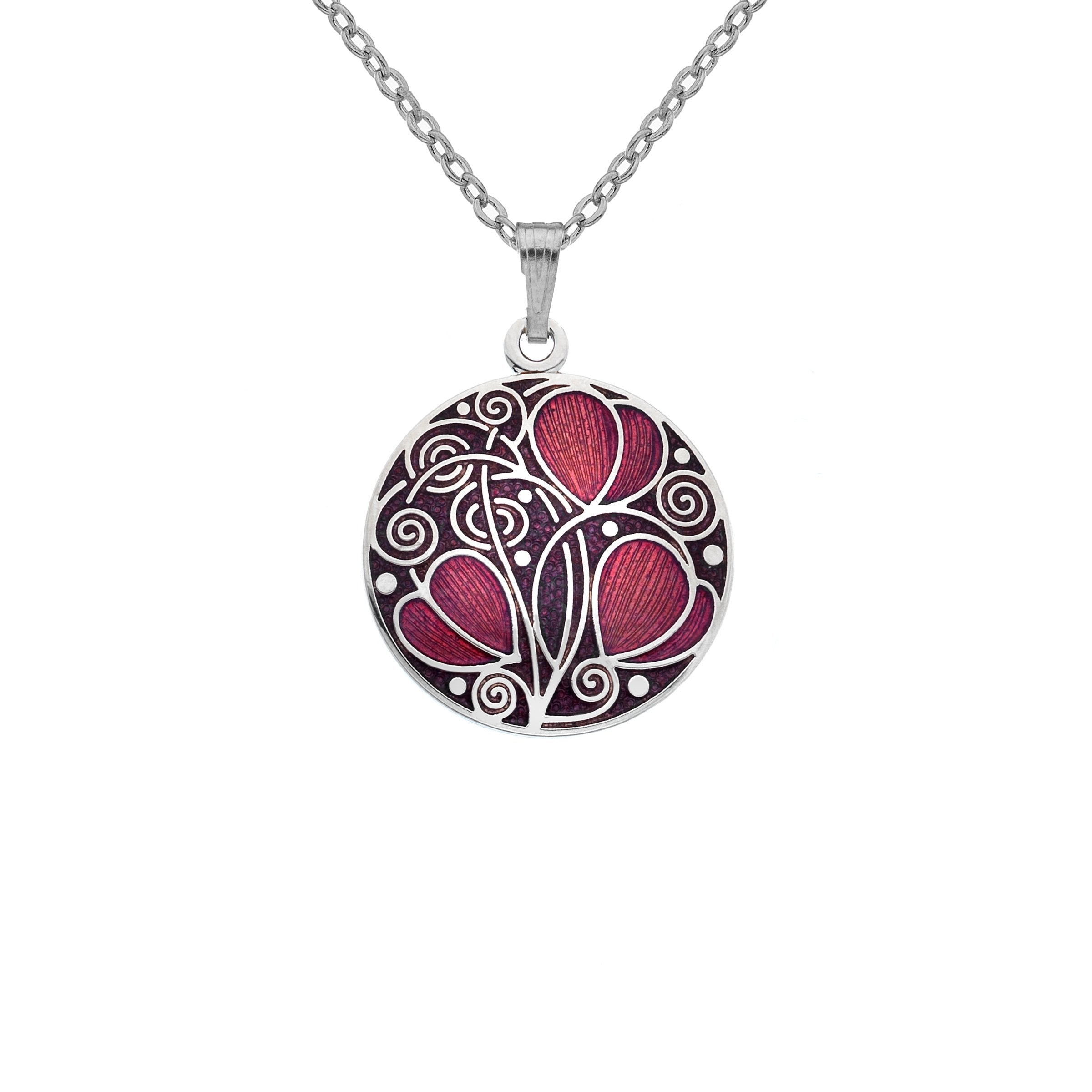 Red Mackintosh Leaves and Coils Necklace